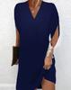 En Stock Transfronterizo 2026 Europeo y Americano Amazon Nuevo Vestido de Primavera/Verano para Mujer con Cuello en V, Plisado y Mangas Murciélago