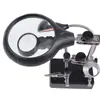 Luminária de Bancada LED com Fonte de Luz Quente e Fria, Suporte com Garra Auxiliar Multifuncional, Reparo de Soldagem, Lupa com Plug USB