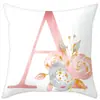 Fronha para almofada decorativa com letra Fronha de almofada com letra do ABC Capa de almofada de flor Quadrada de 18 x 18 polegadas Capa protetora para almofada Sofá Sofá Quarto Carro Cadeira Decoração de Casa