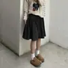 Nuevo falda midi versátil de lunares abullonada vintage de otoño con botones, falda de diseño único para mujer