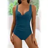 2024 Nuevo Traje de Baño Amazon Paquete Duro Traje de Baño de una Pieza Multicolor Color Sólido Sexy para Mujer Traje de Baño al por Mayor
