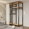 Arara de Roupas de Chão Guarda-Roupa Aberto para Quarto Prateleira de Metal Aço para Hall de Entrada Prateleira de Armazenamento de Roupas para Pendurar Montagem