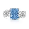 Anillo de Flor de Hielo y Espiga de Trigo de Venta Caliente en Tiktok Xiaohongshu para Mujer, Moderno y Sencillo, Anillo Brillante de Diamante de Alto Carbono, Transmisión en Vivo