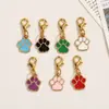 Lindo Colorido Pata de Gato Pata de Perro Aleación Llavero Colgante Macarrón Gota Adorno Colgante para Bolsos DIY Venta al por Mayor