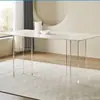 Mesa de Jantar em Ardósia para Apartamentos Pequenos, Mesa de Jantar Retangular de Acrílico Flutuante Estilo Creme Designer para Uso Doméstico