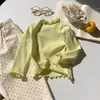 Camiseta básica para niña, nueva colección de otoño, top de manga larga para niños, top versátil de primavera y otoño para niñas