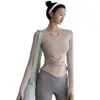 Super lindo novo conjunto de yoga feminino, deslumbrante traje de treino de Pilates, manga longa, outono/inverno, fitness, modelador corporal, top esportivo
