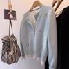 Chaqueta de Punto Cardigan Bordado Redondo Estilo Suave para Mujer Otoño e Invierno 2025 Nuevo Estilo Holgado Perezoso Suave Pegajoso Suéter Exterior