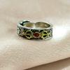 Anillo de pestillo de diamante de mantra de seis caracteres para hombre, imitación de ágata roja del sur, estilo literario, estilo étnico retro, anillo de boca flexible ajustable