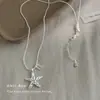 Colar Personalizado de Estrela-do-Mar Prata Fosca para Mulheres Estilo Coreano Design de Nicho Corrente para Clavícula Moda Temperamento Estilo Férias