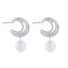 Pendientes de perlas elegantes y exagerados con diseño de celebridades en línea europeas y americanas, joyería de oreja de círculo geométrico de moda femenina con temperamento al por mayor
