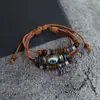 Joyería Popular Transfronteriza: Pulsera de Cuero Ojo Azul Multicapa con Cuentas en Tres Colores (Café, Blanco, Rojo) y Pulsera de Hilo Estilo Chino