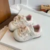 Sapatos Infantis para Bebês Pequenos Médios Grandes 2026 Outono Novos Cadarços Babados Laço Sapatos Casuais para Meninas Xadrez Tênis