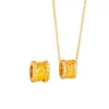 Colgante de Cuentas de Transferencia de Espiga de Trigo de Oro Arena Antigua de Mismo Estilo de la Tienda de Oro Puzuo para Mujer, Cadena Simple y de Alta Gama para Clavícula