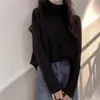 Suéter de punto simple y moderno con cuello semi-alto para otoño e invierno para mujer, cálido, adelgazante y elegante capa base