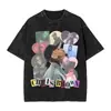 Algodón Lavado Agua Hacer Viejo Camiseta NO ME IMPORTA Carácter Europeo y Americano Estampado Top Nuevo Transfronterizo
