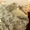 Juego de cuatro piezas vintage de algodón puro Clase A, funda nórdica y sábana de 100% algodón puro cepillado, juego de ropa de cama de tres piezas de lujo ligero para dormitorio