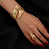 Venda Quente Transfronteiriça Novo Estilo Coreano Fashionável Simples Conjunto de Anel e Pulseira de Folha Decoração Estilo Cool Design de Nicho
