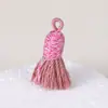 Pingente de Borla Pequena de Fio de Algodão Enrolado à Mão Estilo Xizang, Material para Pulseira DIY Feito à Mão, Ornamento de Borla Curta com Tampa Rosqueada