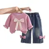 Conjunto de Otoño para Niñas 2025 Nuevo Elegante Dulce Sudadera de Manga Larga para Niñas Conjunto de Dos Piezas Conjunto de Otoño para Niña Moderno