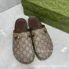 Versión Alta G Hogar Baotou Medias Zapatillas de Verano para Mujer Zapatos Mueller Hebilla de Caballo Zapatos Planos Versátiles Casuales Zapatos Perezosos
