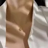 Collar Sencillo Geométrico de Zirconia con Brote para Mujer Verano Xiaozhong Diseño de Lujo Ligero Sentido de Gama Alta Moda Exquisita Cadena para Clavícula Versátil