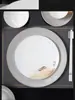 Juego de Plato y Tazón de Porcelana de Hueso, Vajilla de Lujo Estilo Chino para Salón Privado de Restaurante, Vajilla para Cocina de Hotel con Logo Personalizado
