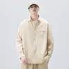 Camisa Casual de Manga Larga Holgada para Hombre Nueva Primavera Marca de Moda Cuello de Solapa Chaqueta Casual