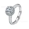 Plata de Ley S925, Mismo Estilo que Pang Dong, Anillos de Pareja Redondos con Moissanita de un Quilate con Forma de Cubo de Azúcar, Regalo para Novia, Artículo Popular
