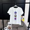 [em estoque] MS Graffiti Palace plog Bordado T Grande e Pequena Edição Camiseta Branca Design Feminino de Bom Gosto Nicho Jaqueta Gola Redonda