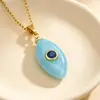 Bestseller transfronterizo de Amazon: Colgante de imitación de piedra natural con ojo de circonita y diseño de gota de agua, con delicados adornos de circonita, un collar moderno y único