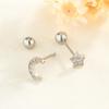 Xingyue - Pendientes con hebilla de tornillo y incrustaciones de cobre con forma de hueso de oreja, estilo viento frío, exquisitos y nuevos con circonitas