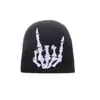 Otoño e Invierno Nuevo Gorro de Punto para Halloween Gorro Pullover Bordado de Dedo de Calavera Cálido Adulto Elegante Versátil Moda Cruz