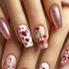 Novas Tiras de Unha Longas Brilhantes em Formato de Coração Mais Vendidas para o Dia dos Namorados, 30 Peças, Disponíveis em Diferentes Tamanhos, Unhas Usáveis