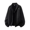 2026 Novo Cruzamento Outono/Inverno Masculino Cor Sólida Gola Alta Solto Jaqueta Tamanho Plus Exterior Casual Esportivo Cardigan Casaco
