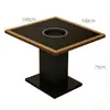 Mesa para Fondue de Piedra Sinterizada y Madera Maciza con Placa de Inducción Integrada Estilo Montaña Salvaje Mesa de Barbacoa sin Humo Comercial Mesa Redonda para Restaurante