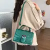 Bolsa Quadrada Pequena Elegante de Couro PU Cor Sólida Clássica Moda Textura Simples Retrô Grande Capacidade para o Dia a Dia Ombro Único Transversal