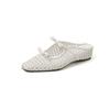 Pantuflas Tejidas Cómodas Gigantes Marea de Verano para Mujer Altura Aumentada 4cm Huecas Transpirables Media Muela Zapatos de Muela Planos Sandalias Artísticas