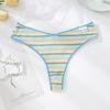 Ropa Interior de Algodón Puro para Mujer con Rayas de Arcoíris de Color Contrastante para Chica Sexy, Tanga de Cintura Baja, Algodón Puro Transpirable