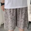 Shorts Masculino, Novo Estilo de Verão Calça Pijama de Algodão e Seda, Estilo Fino Que Pode Ser Usado Fora, Calça Estampada de Cinco Quartos, Calça de Praia Solta Tamanho Grande
