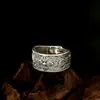 Anillos de Pareja Vintage de Plata de Ley S925 con Mantra de Seis Caracteres, Maceta Vajra, Diseño de Nicho, Anillos Unisex Ajustables Exquisitos