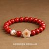 Pulsera Imitación Cinabrio Natural Flor de Durazno para Mujer Lujo de Entrada Nicho Nuevo Pulsera de Cuentas de Transferencia de Loto Regalo de Cumpleaños