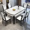 Juego de mesa y sillas de comedor minimalista moderno de madera maciza y placa de roca subsidiado por el estado, extensible y convertible a cuadrado o redondo, mesa de comedor de lujo ligero para el hogar