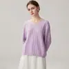 Colección otoño/invierno 2026 de Cachemira: suéter tejido de punto para mujer, cuello en V, estilo simple, corte holgado, tejido de ochos en toda la superficie