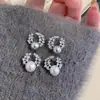 Pendientes de Zirconia y Perla de Diseño de Moda Coreana para Mujer, Pendientes de Aguja de Plata con Temperamento de Lujo Ligero, Pendientes Simples de Gama Alta al por Mayor