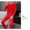 Ano de nascimento terno roupas quentes masculinas vermelho vivo casamento roupa de baixo longa