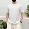 Camiseta Fashion de Manga Curta de Alta Qualidade para Homens 2026 Verão Novo Estilo Splicing de Sorona Roupas Masculinas Soltas Camiseta Masculina Tendência