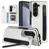 Capa Adequada para Samsung Z Fold8 Ultra Celular Dobrável com Fivela Dupla, Suporte para Caneta, Porta-Cartões, Capa de Couro de Cor Sólida
