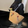 Diseño Nicho Bolsa Tejida de Paja de Bola Linda Bolso Tote Tejido para Vacaciones en la Playa Estilo Étnico Gran Capacidad Bolsa de Playa