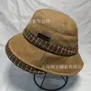 Sombrero de Pescador de Ala Plana a Cuadros Estilo Coreano Otoño Invierno ins Pastoral Casual Moda Adelgazante Facial Temperamento Cálido